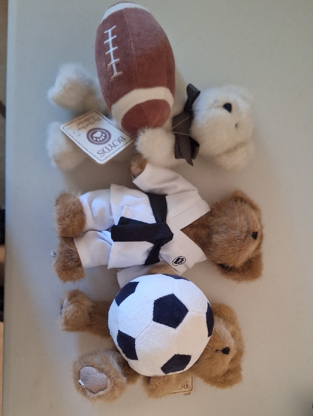 3 Boyds Bears - Johnny B. Touchdown, B.A. Blackbelt (No Tags), & B.B. Soccer.